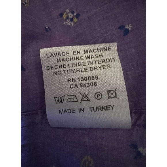 Jared Lang Mens Purple Paisley Button Up Shirt Medium Flip Contrast Collar Cuffs - Picture 7 of 9